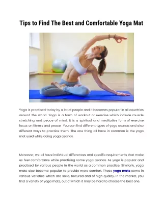 Tips to Find The Best and Comfortable Yoga Mat