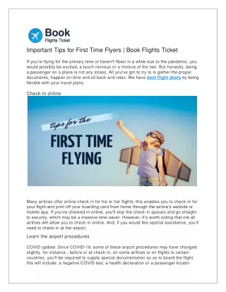 Important Tips for First Time Flyers