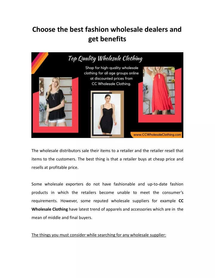 choose the best fashion wholesale dealers and get benefits