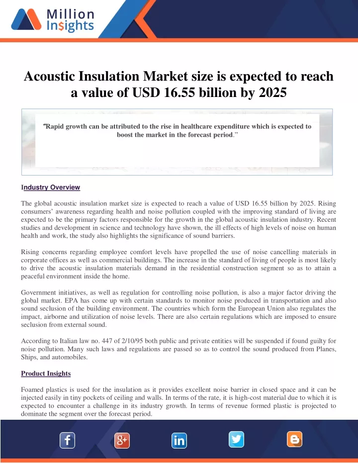 acoustic insulation market size is expected