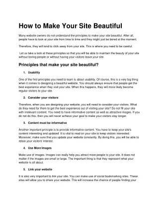 how to make your site beautiful