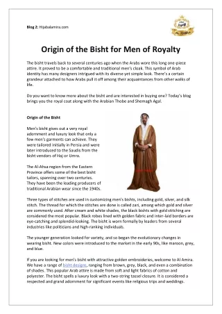 Origin of the Bisht for Men of Royalty