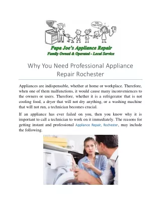Why You Need Professional Appliance Repair Rochester