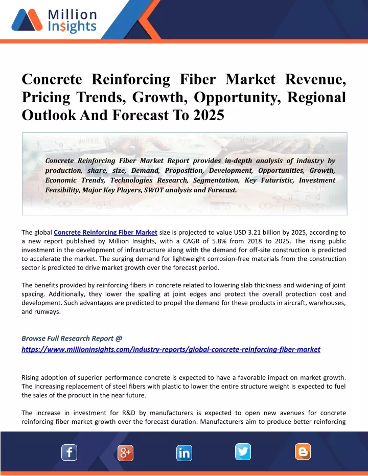 concrete reinforcing fiber market revenue pricing