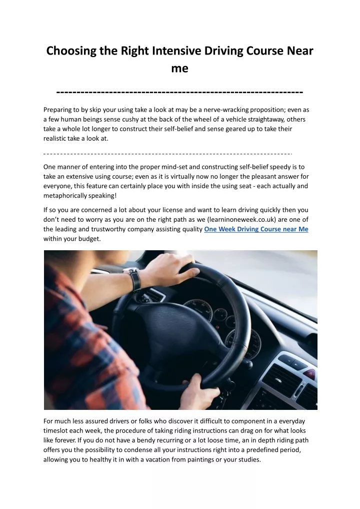 choosing the right intensive driving course near