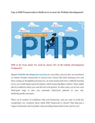 Top 10 PHP Frameworks to Hold on to in 2021 for Website Development!