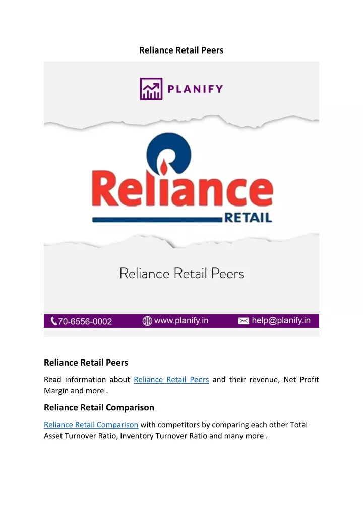 reliance retail peers