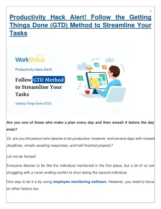 Productivity Hack Alert! Follow the GTD Method to Streamline Your Tasks