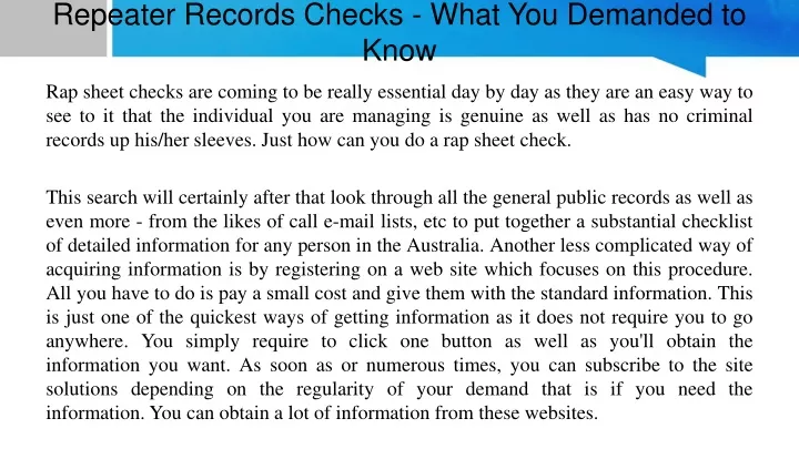 repeater records checks what you demanded to know