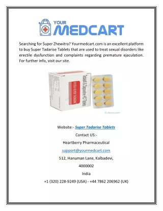 Super Tadarise Tablets | Yourmedcart.com