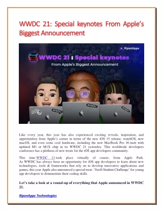 wwdc 21 special keynotes from apple wwdc
