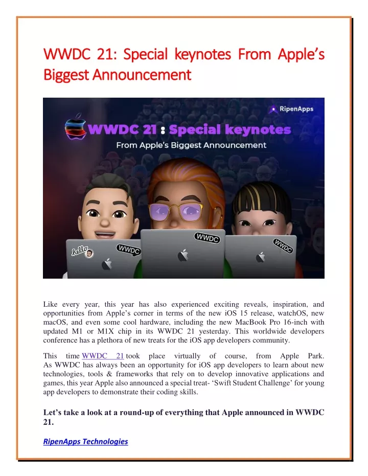 wwdc 21 special keynotes from apple wwdc