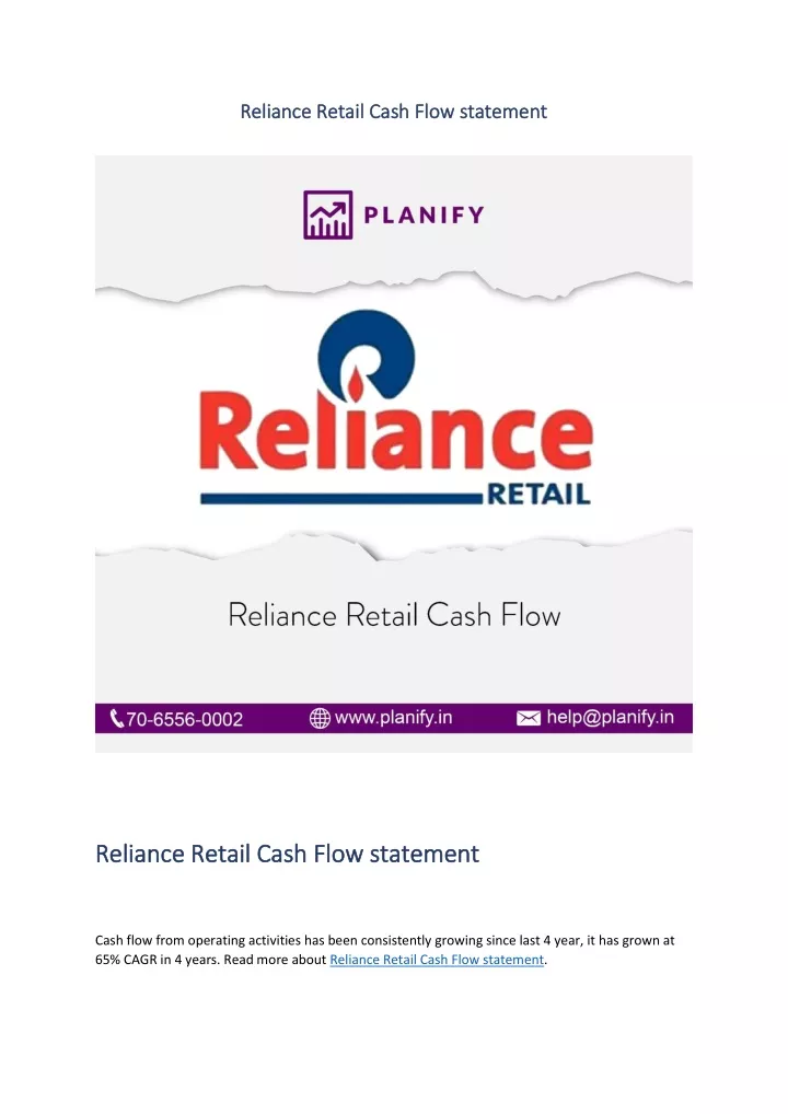 reliance retail cash flow statement reliance