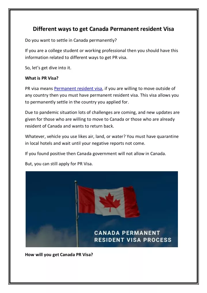 Ppt Different Ways To Get Canada Permanent Resident Visa Powerpoint Presentation Id10586248 0711