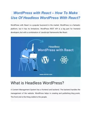 wordpress with react how to make use of headless