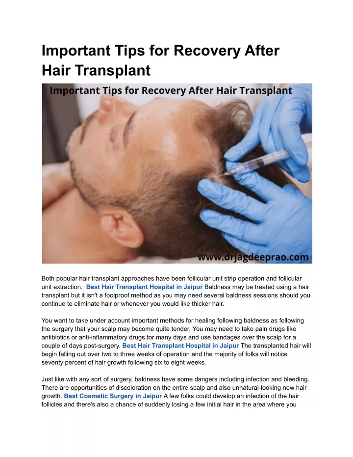 important tips for recovery after hair transplant