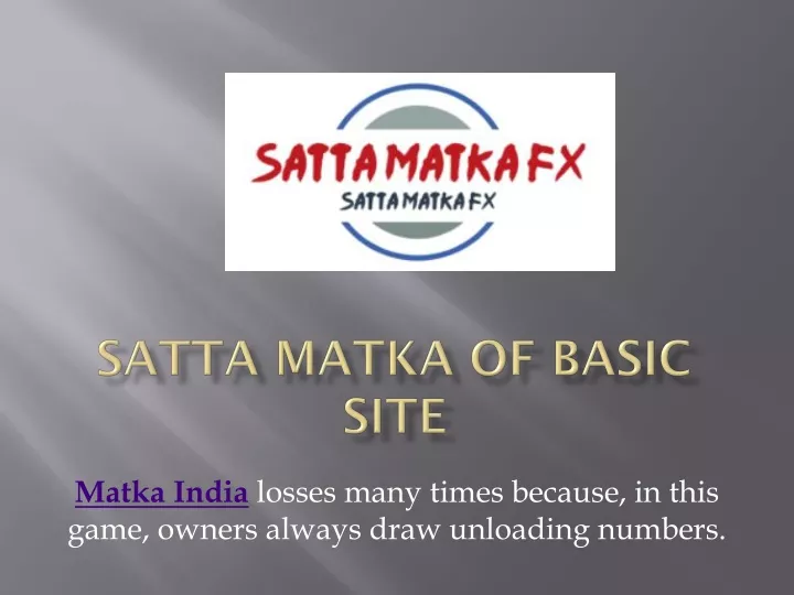 satta matka of basic site