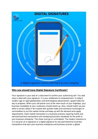 why one should have digital signature certificate