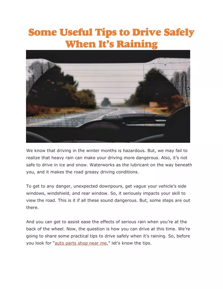 some useful tips to drive safely when it s raining