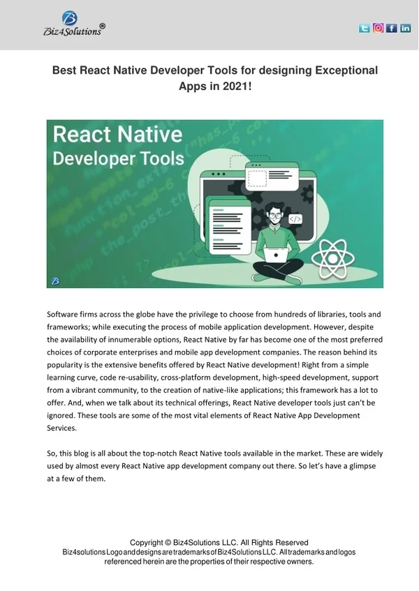 Best React Native Developer Tools for designing Exceptional Apps in 2021!