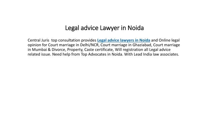 legal advice lawyer in noida