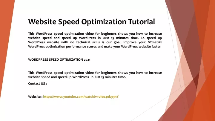 website speed optimization tutorial