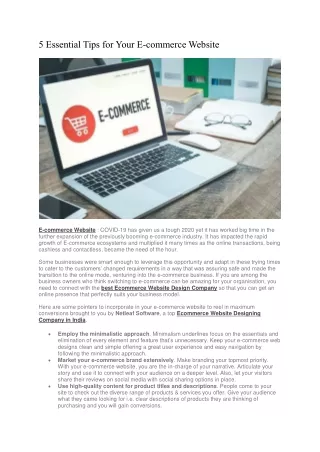 5 Essential Tips for Your Ecommerce website