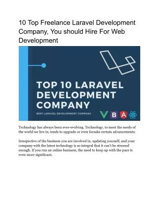 10 Top Freelance Laravel Development Company, You should Hire For Web Development