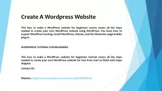 create a wordpress website