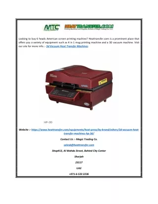 3d Vacuum Heat Transfer Machines | Heattransfer.com