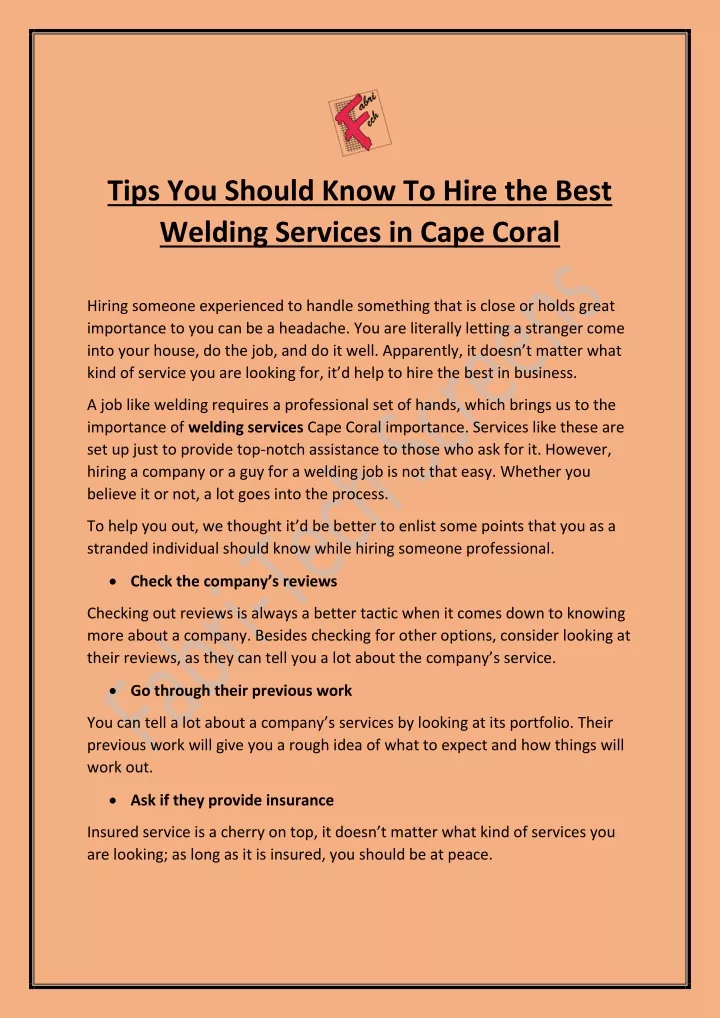 tips you should know to hire the best welding