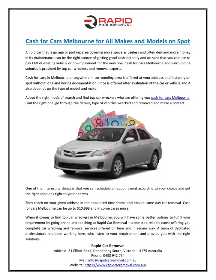 cash for cars melbourne for all makes and models