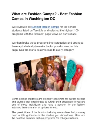 what are fashion camps best fashion camps