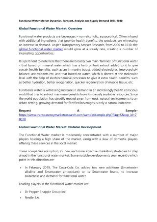 functional water market dynamics forecast