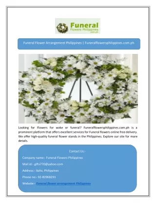 Funeral Flower Arrangement Philippines | Funeralflowersphilippines.com.ph