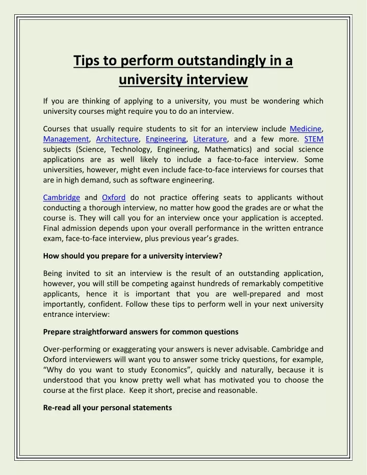 tips to perform outstandingly in a university