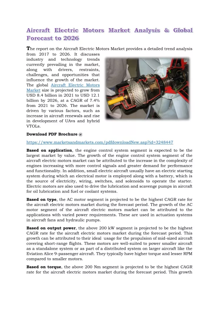 t he report on the aircraft electric motors