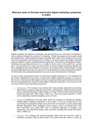 what are some of the best and known digital