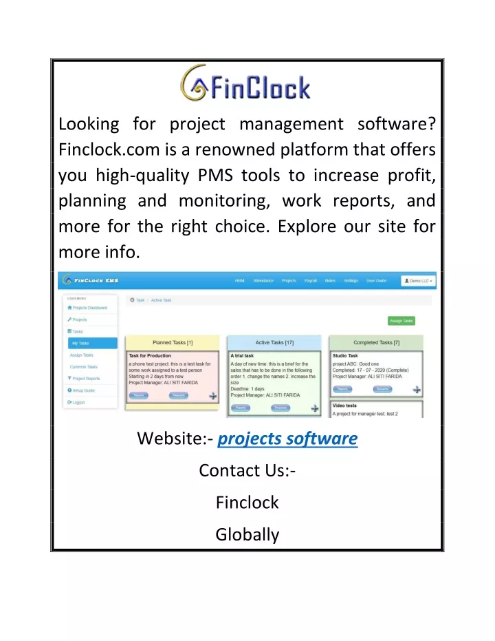 looking for project management software finclock