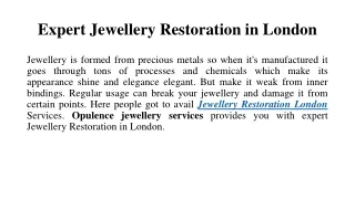 Expert Jewellery Restoration in London