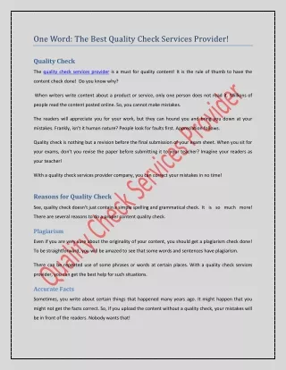 one word the best quality check services provider