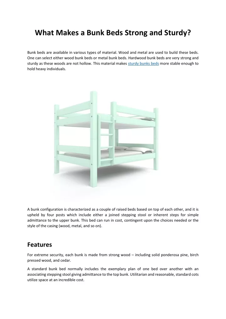 what makes a bunk beds strong and sturdy