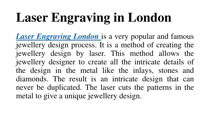 laser engraving in london