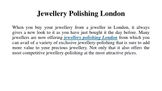 Jewellery Polishing London