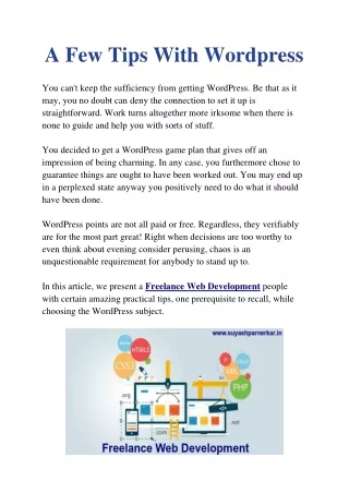 a few tips with wordpress