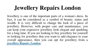 Jewellery Repairs London