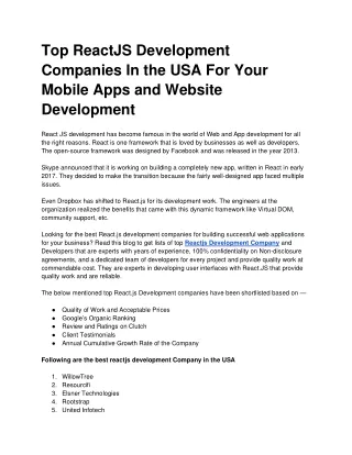 top reactjs development companies