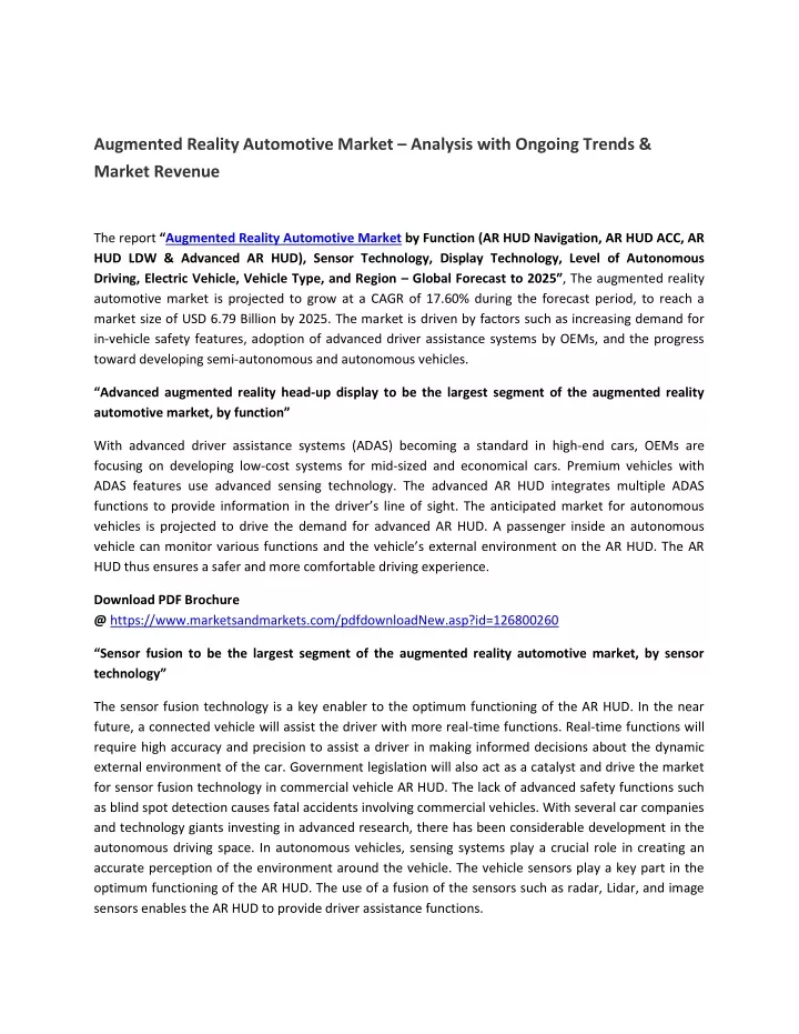 augmented reality automotive market analysis with