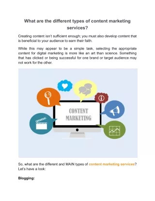 What are the different types of content marketing services?