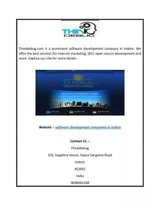 Software Development Companies in Indore Thinkdebug